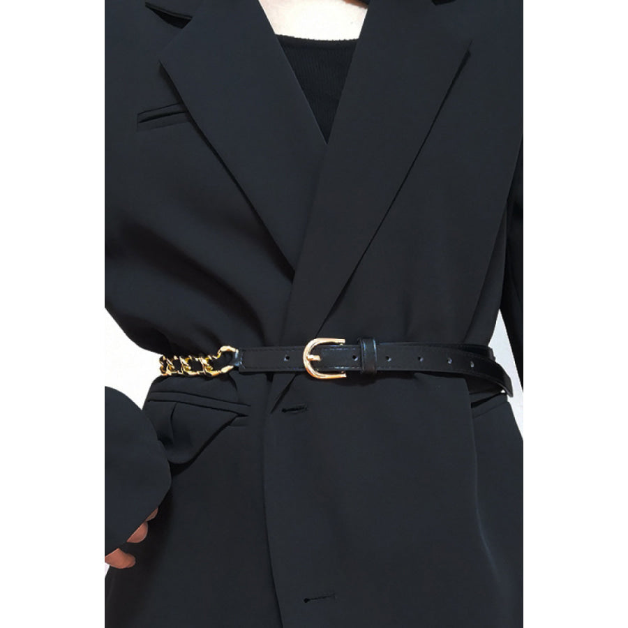 PU Chain Skinny Belt Black / One Size