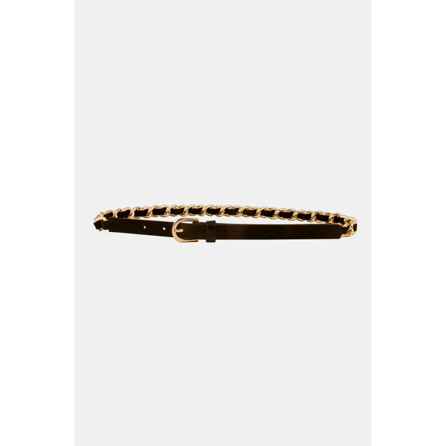 PU Chain Skinny Belt Black / One Size