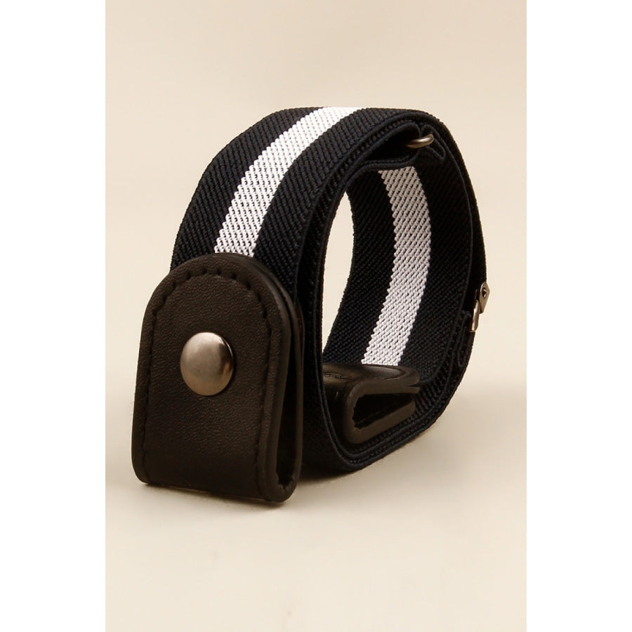 PU Elastic Snap Closure Belt Black/White / One Size