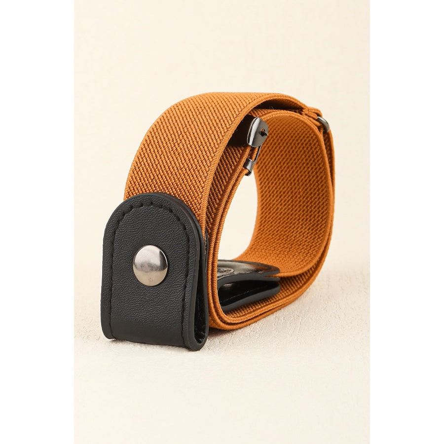 PU Elastic Snap Closure Belt Ochre / One Size