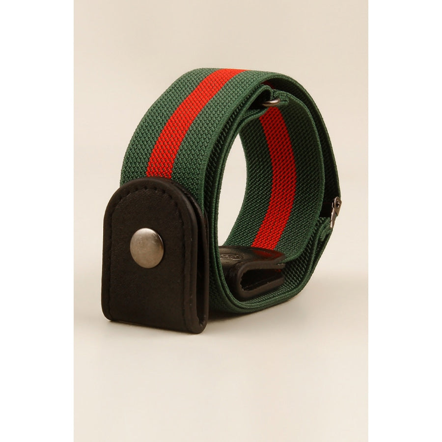 PU Elastic Snap Closure Belt Red/Green / One Size
