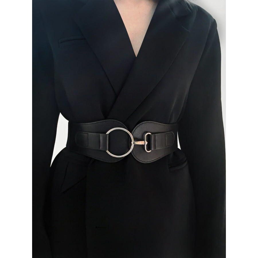 PU Elastic Wide Belt Black / One Size