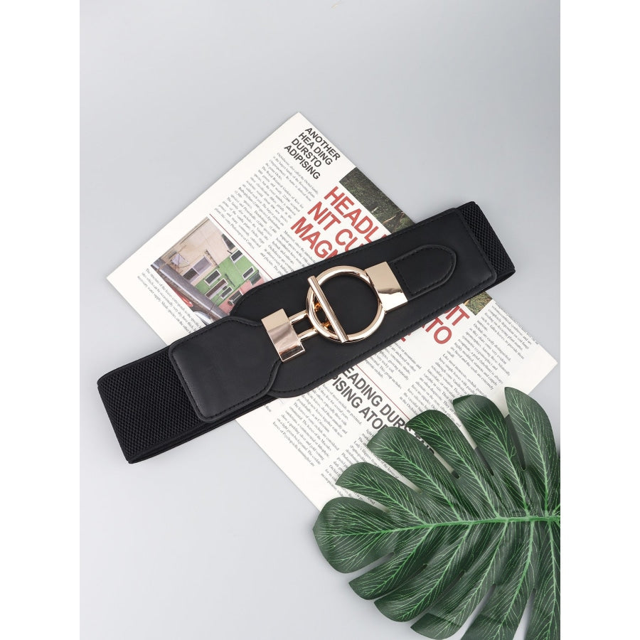 PU Elastic Wide Belt with Alloy Buckle