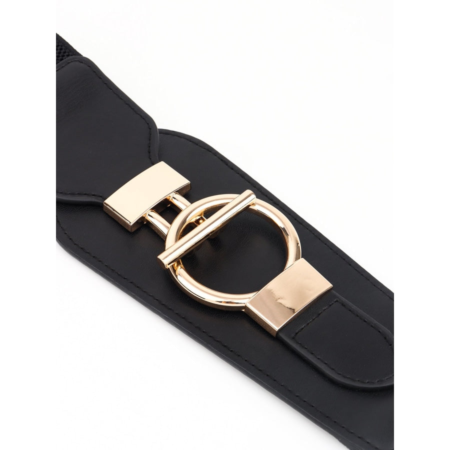 PU Elastic Wide Belt with Alloy Buckle