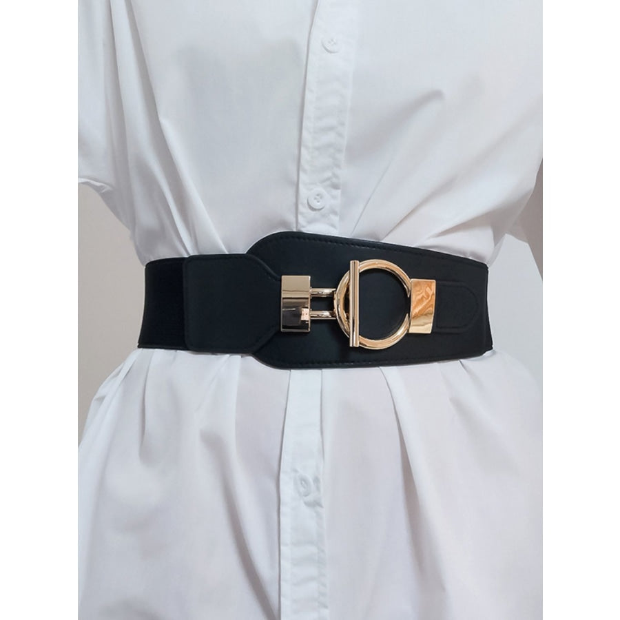 PU Elastic Wide Belt with Alloy Buckle