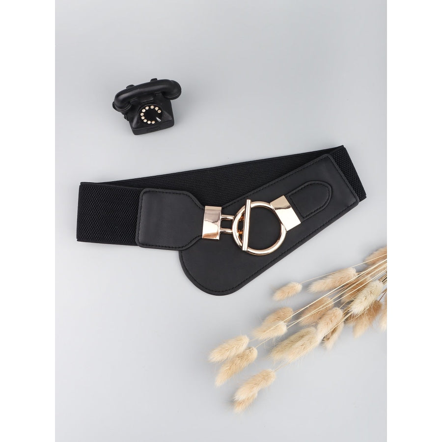 PU Elastic Wide Belt with Alloy Buckle