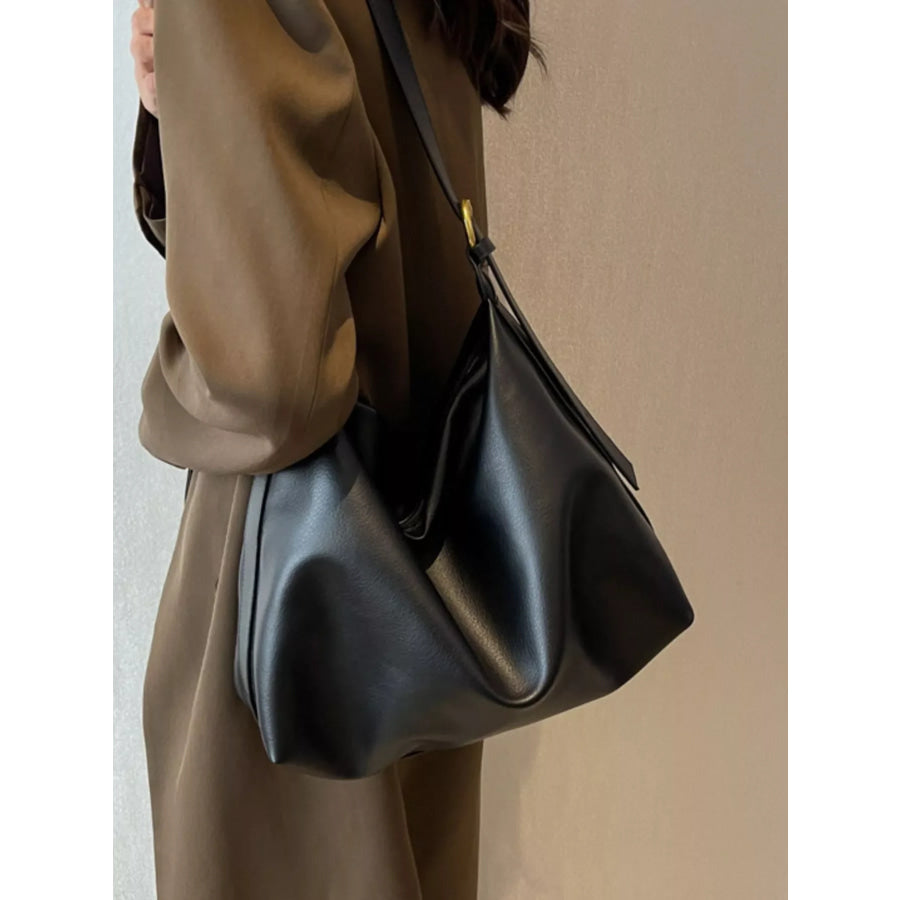PU Leather Adjustable Strap Bag Black / One Size Apparel and Accessories