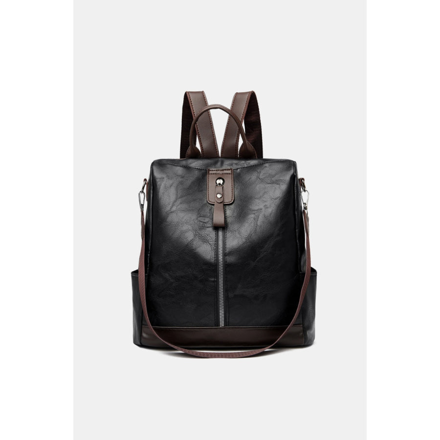 PU Leather Backpack Bag Black / One Size Apparel and Accessories