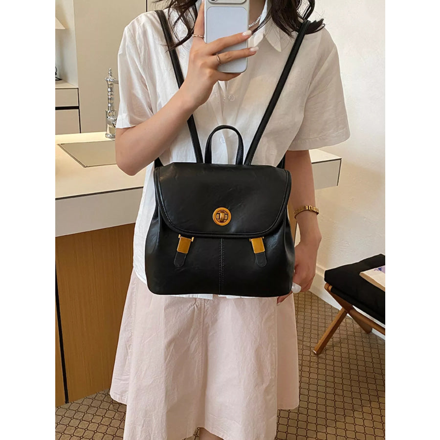 PU Leather Backpack Bag Black / onesize Apparel and Accessories