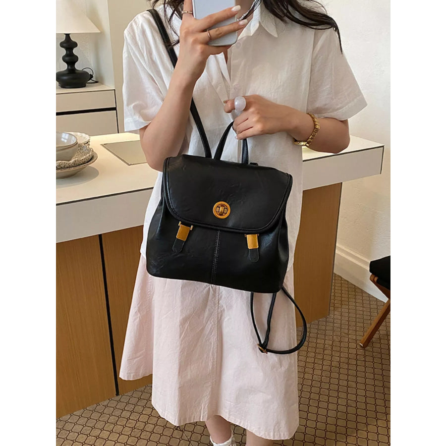 PU Leather Backpack Bag Black / onesize Apparel and Accessories