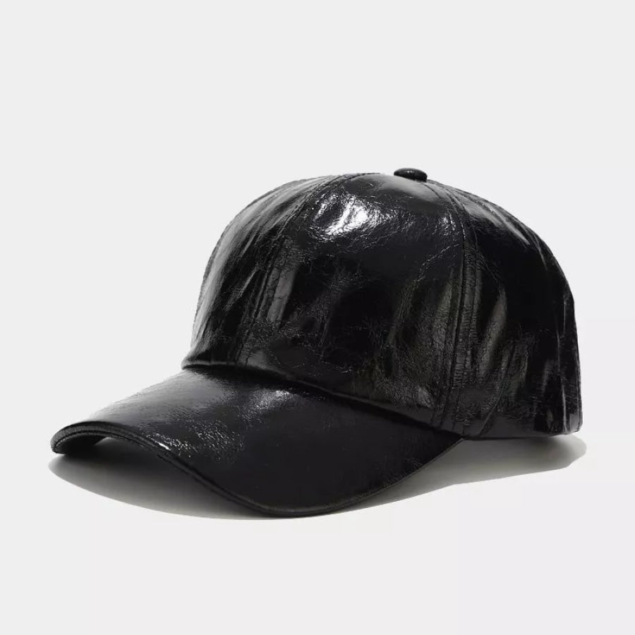 PU Leather Baseball Cap Black / One Size Apparel and Accessories