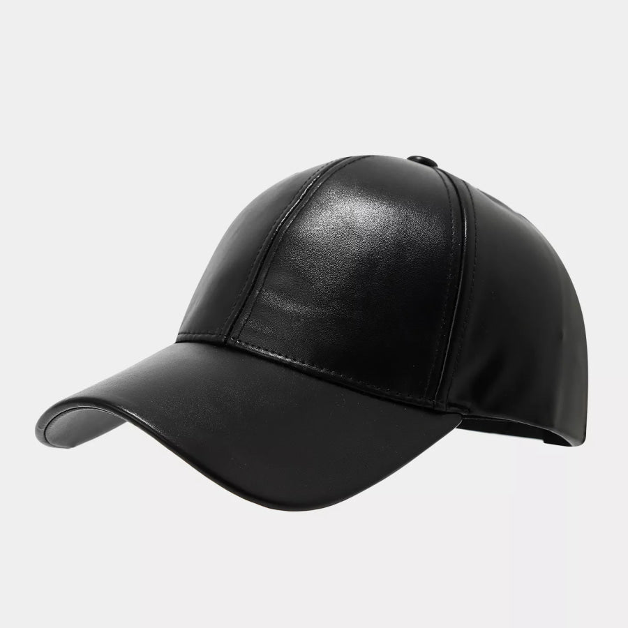 PU Leather Baseball Cap Black / One Size Apparel and Accessories