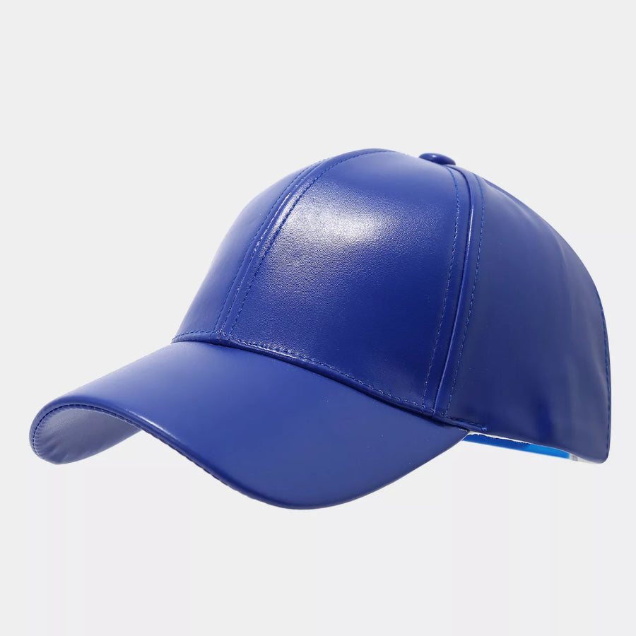 PU Leather Baseball Cap Blue / One Size Apparel and Accessories