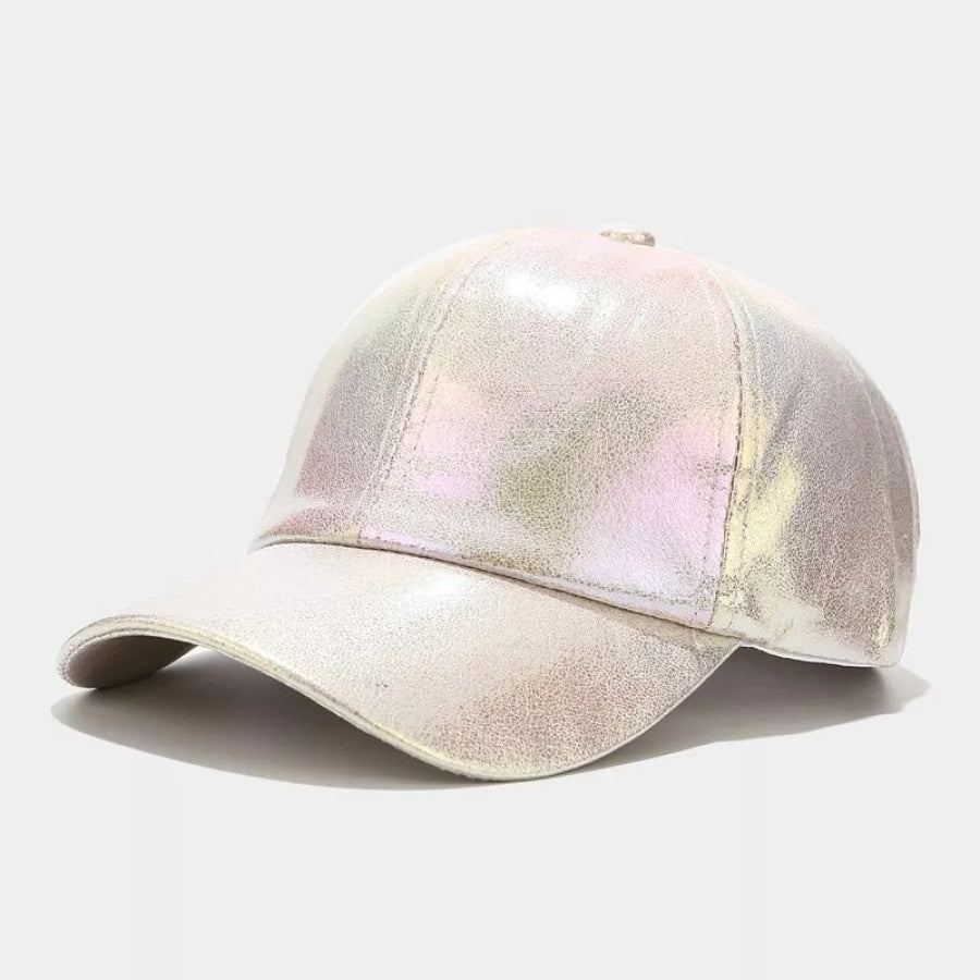PU Leather Baseball Cap Cream / One Size Apparel and Accessories