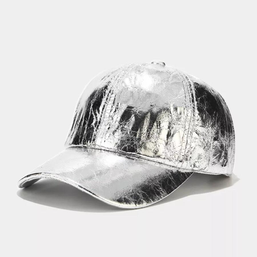 PU Leather Baseball Cap Silver / One Size Apparel and Accessories