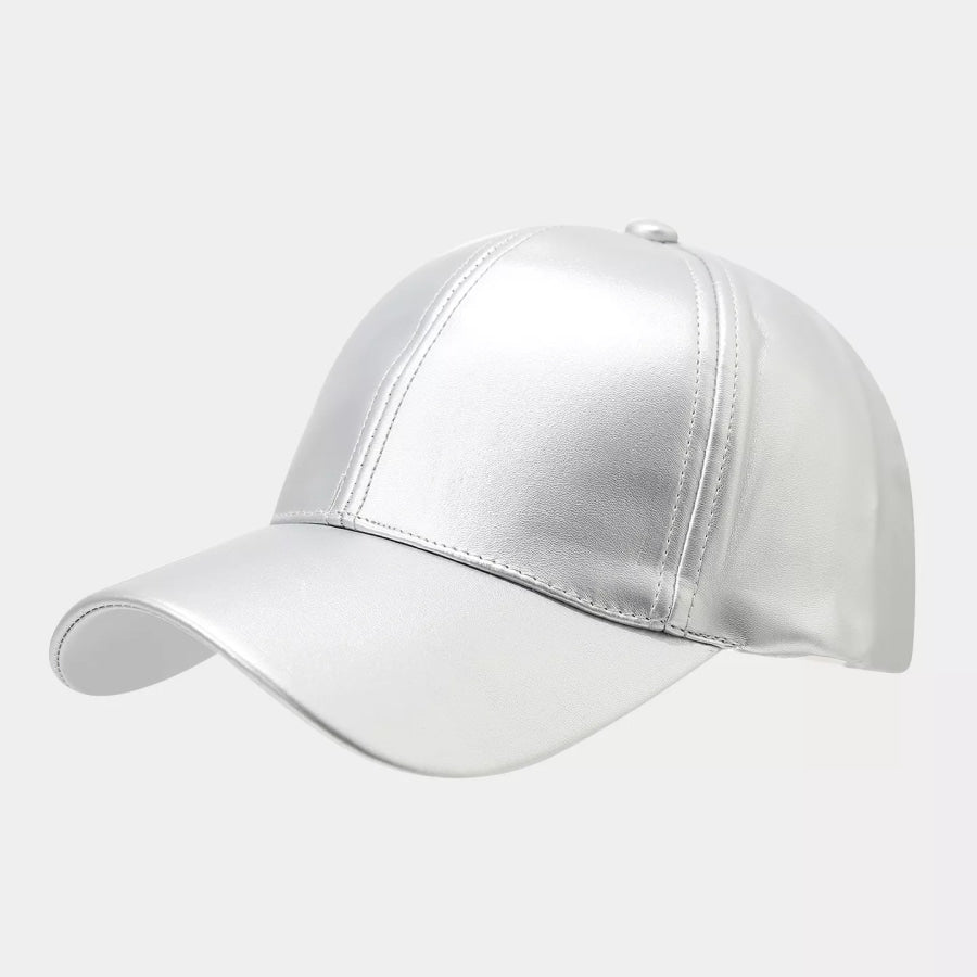 PU Leather Baseball Cap Silver / One Size Apparel and Accessories