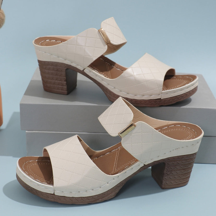 PU Leather Block Heel Sandals Apparel and Accessories