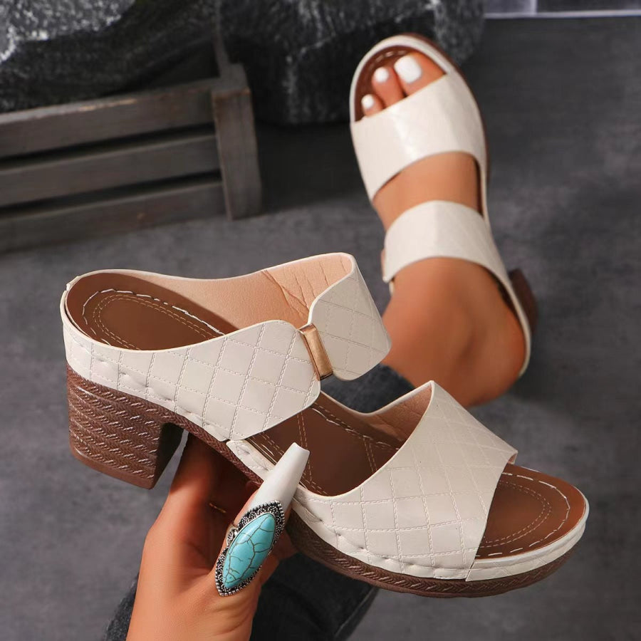 PU Leather Block Heel Sandals Apparel and Accessories