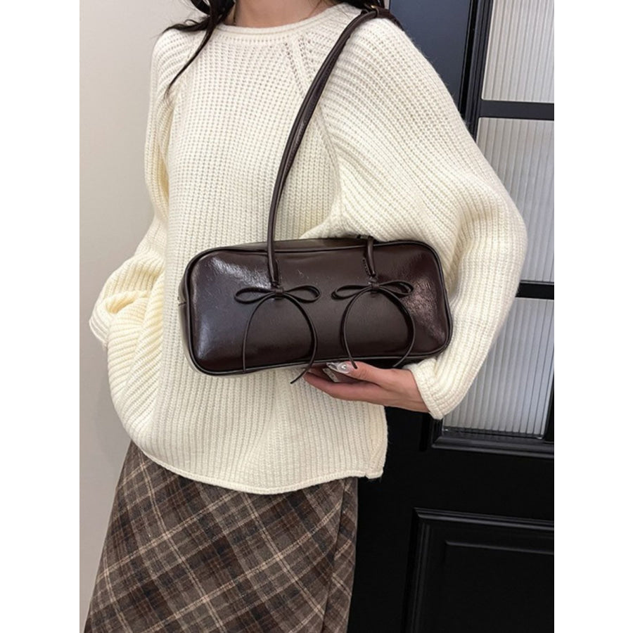 PU Leather Bow Trim Shoulder Bag Apparel and Accessories