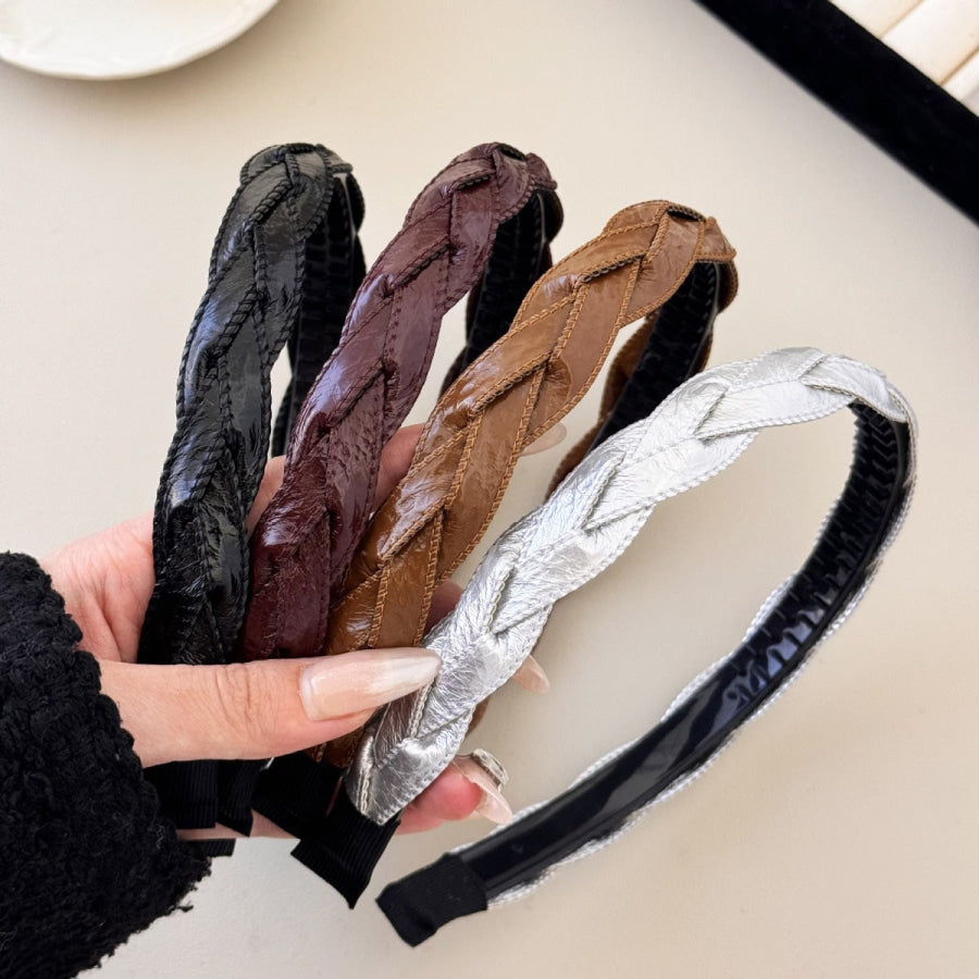 PU Leather Braided Hair Headband Apparel and Accessories