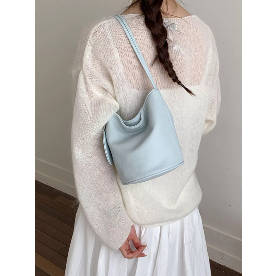 PU Leather Bucket Handbag Blue / onesize Apparel and Accessories