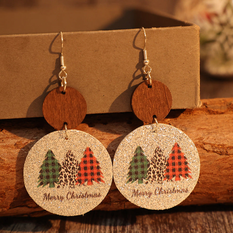 PU Leather Christmas Tree Earrings Green / One Size Apparel and Accessories