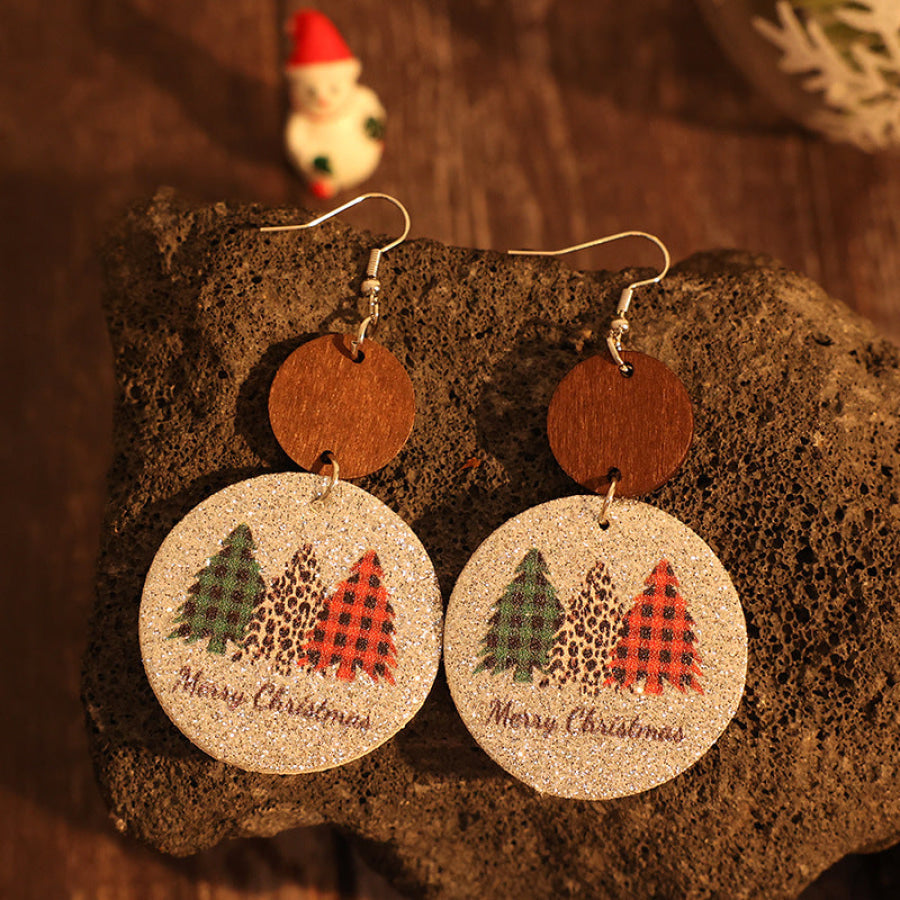 PU Leather Christmas Tree Earrings Green / One Size Apparel and Accessories