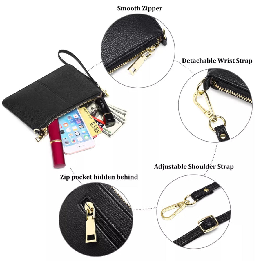 PU Leather Clutch with Detachable Straps Apparel and Accessories