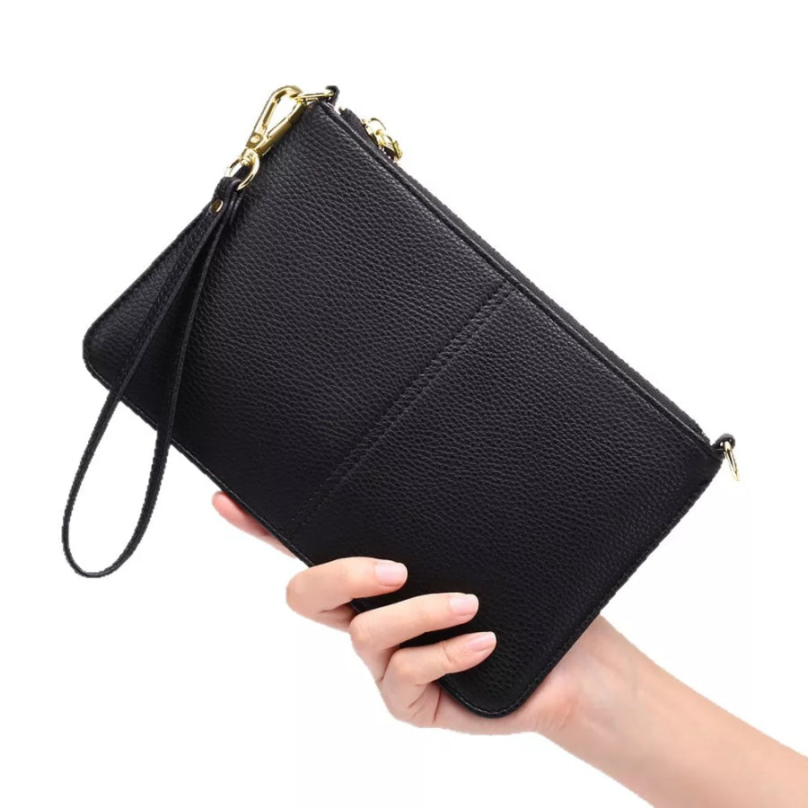 PU Leather Clutch with Detachable Straps Apparel and Accessories