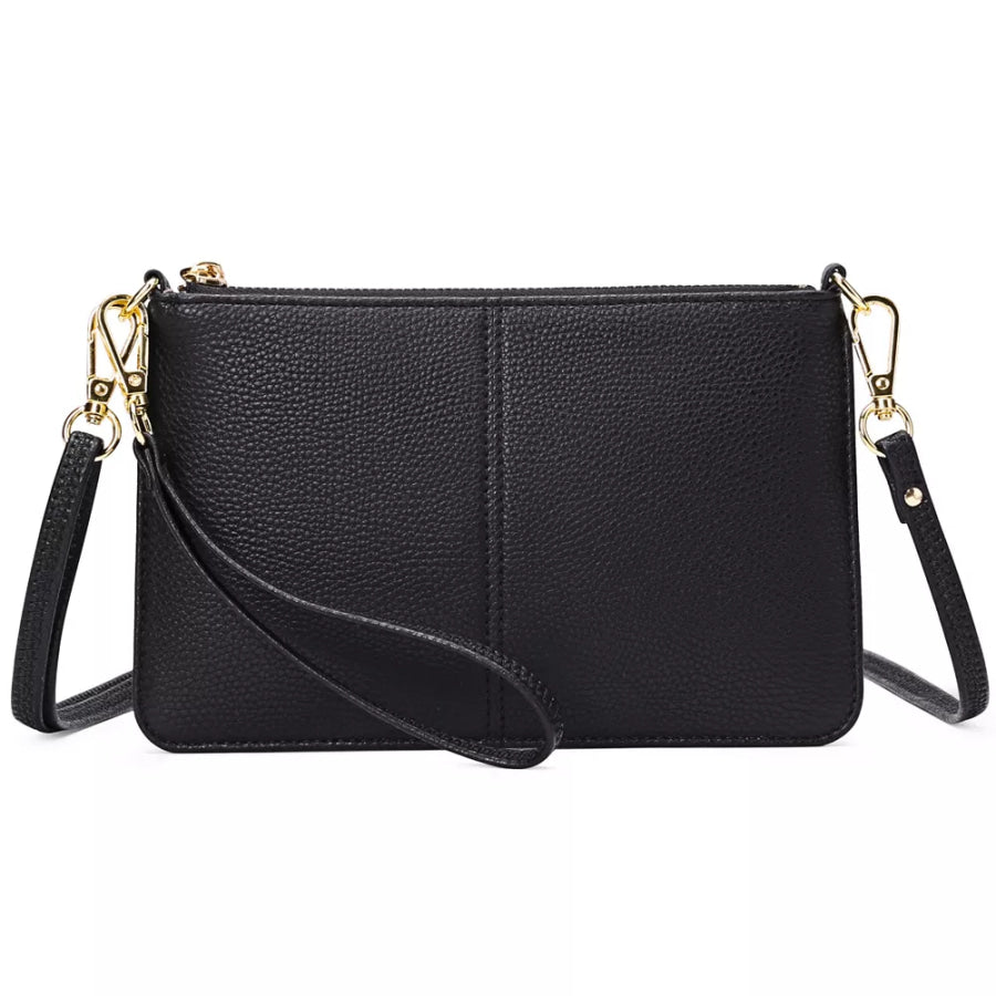 PU Leather Clutch with Detachable Straps Black / ONESIZE Apparel and Accessories