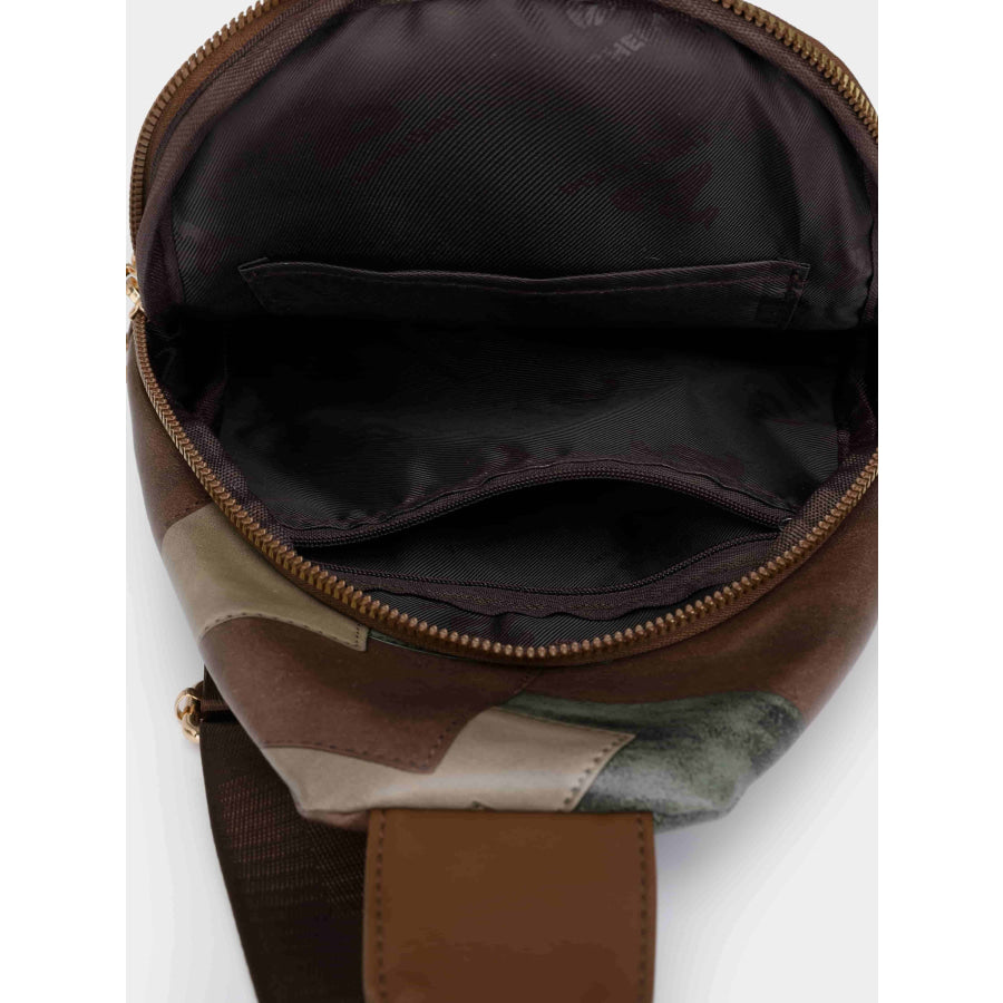 PU Leather Color Block Crossbody Bag Apparel and Accessories
