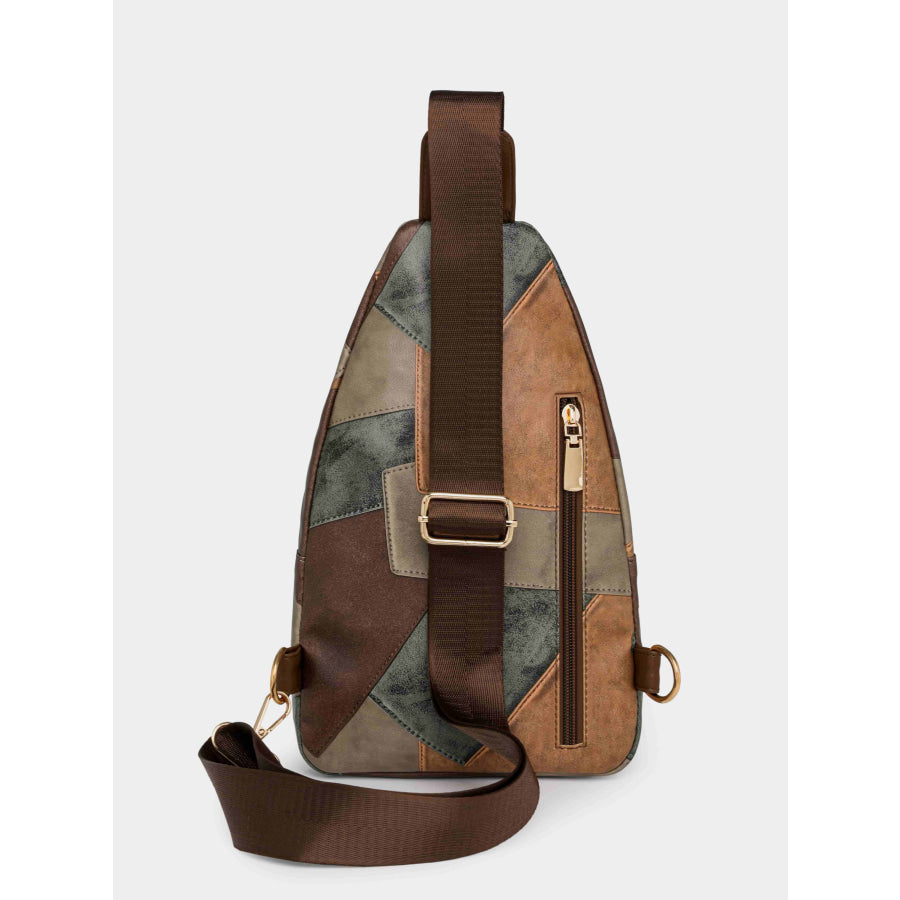 PU Leather Color Block Crossbody Bag Apparel and Accessories