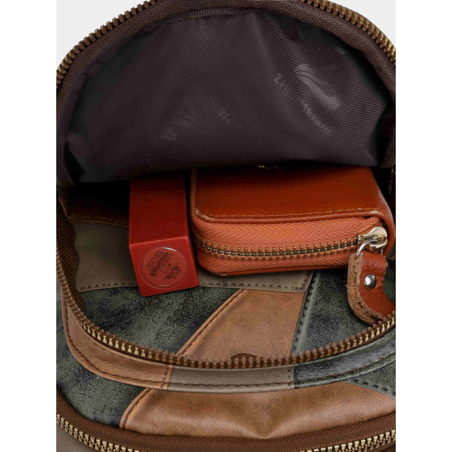 PU Leather Color Block Crossbody Bag Apparel and Accessories