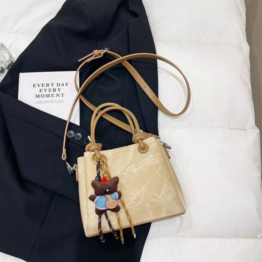 PU Leather Crossbody Bag Beige / One Size Apparel and Accessories