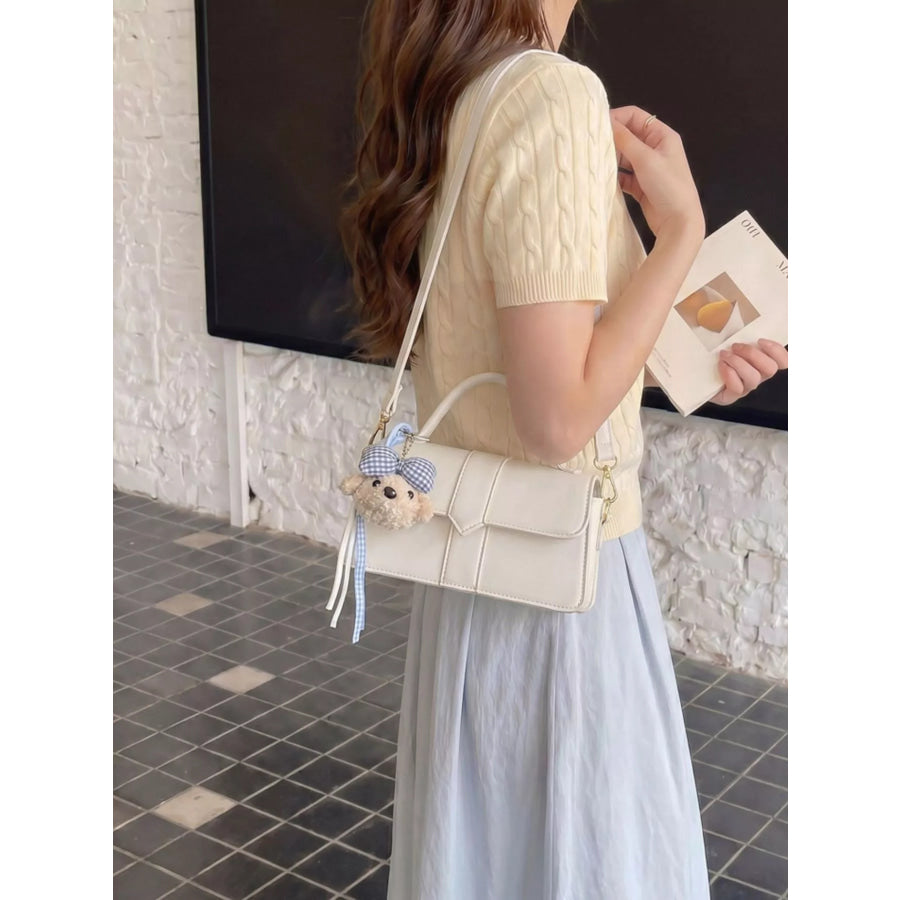 PU Leather Crossbody Bag Beige / One Size Apparel and Accessories