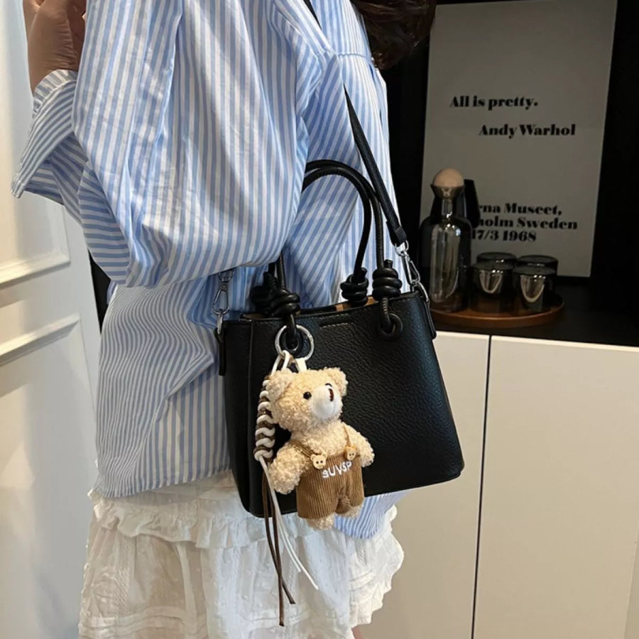 PU Leather Crossbody Bag Black / One Size Apparel and Accessories