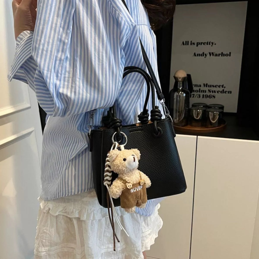 PU Leather Crossbody Bag Black / One Size Apparel and Accessories
