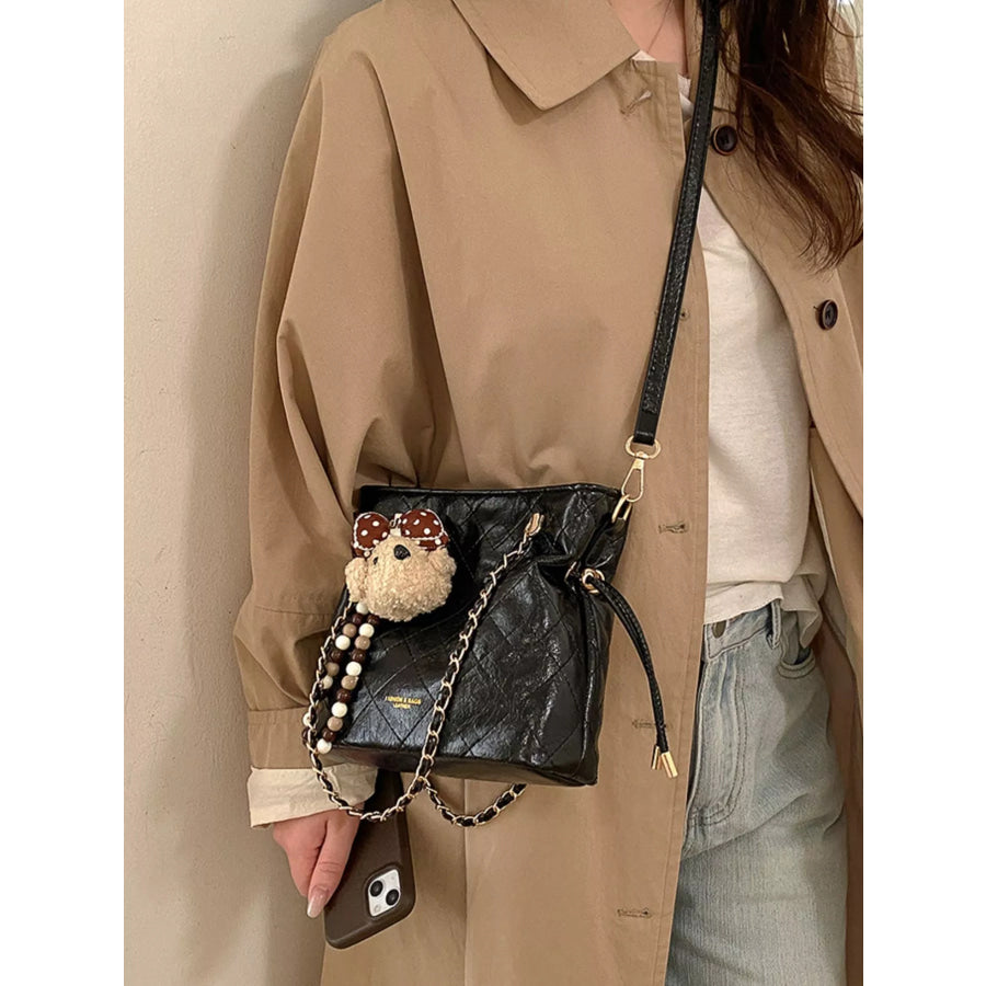 PU Leather Crossbody Bag Black / One Size Apparel and Accessories