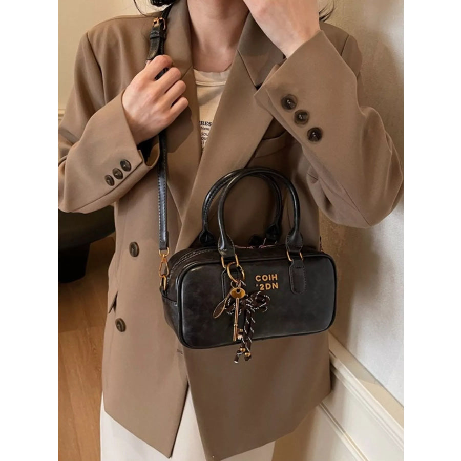 PU Leather Crossbody Bag Black / One Size Apparel and Accessories