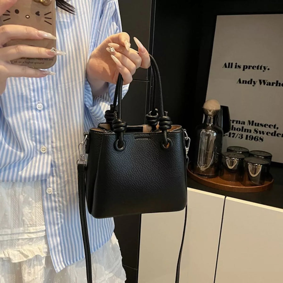 PU Leather Crossbody Bag Black / One Size Apparel and Accessories