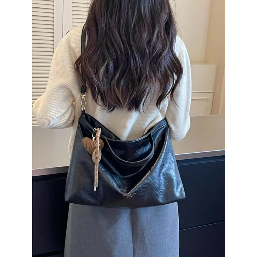 PU Leather Crossbody Bag Black / One Size Apparel and Accessories