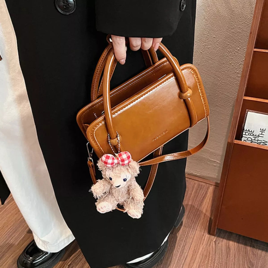 PU Leather Crossbody Bag Brown / One Size Apparel and Accessories