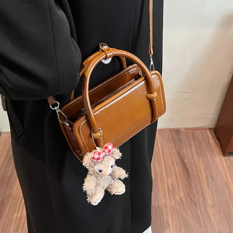 PU Leather Crossbody Bag Brown / One Size Apparel and Accessories