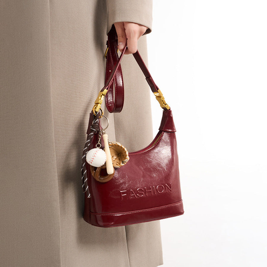 PU Leather Crossbody Bag Burgundy / ONESIZE Apparel and Accessories