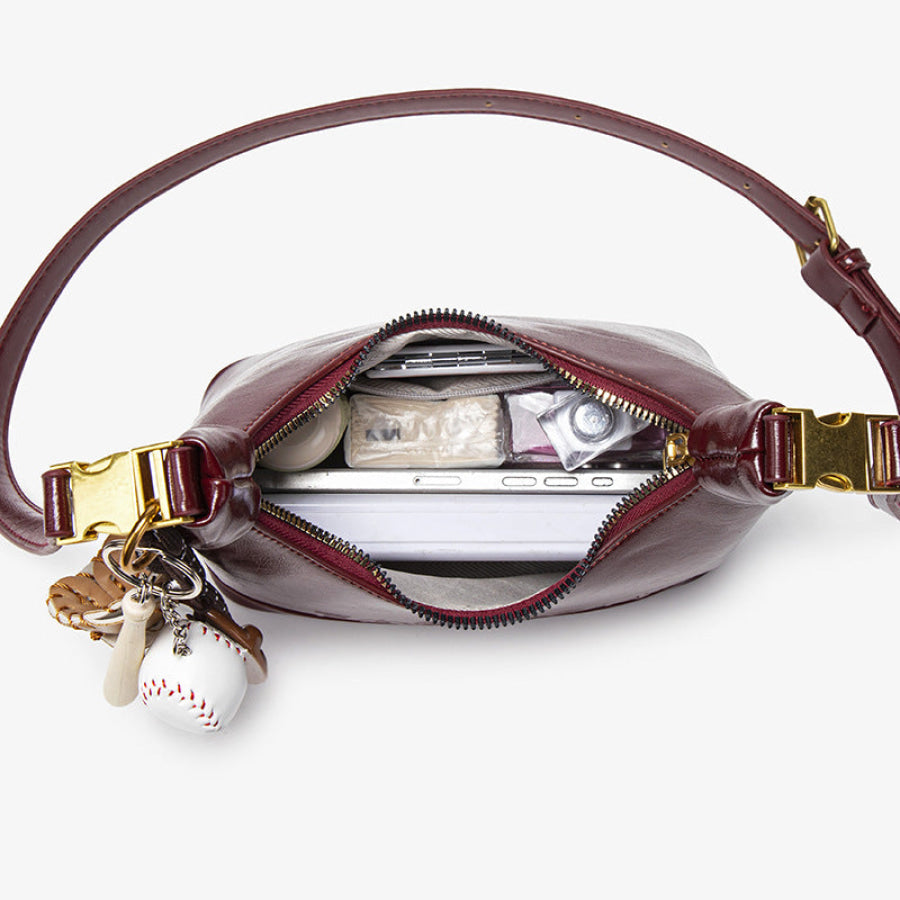 PU Leather Crossbody Bag Burgundy / ONESIZE Apparel and Accessories