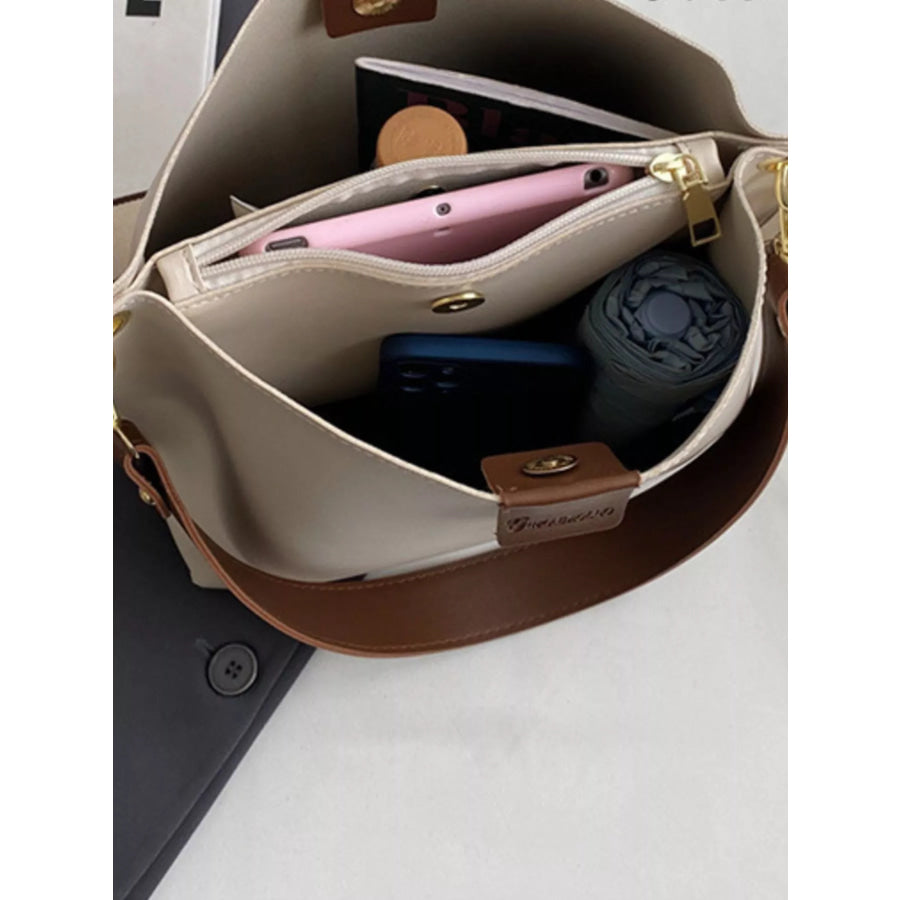 PU Leather Crossbody Bag Creamy-white / onesize Apparel and Accessories