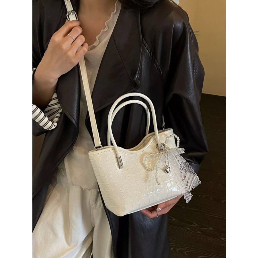 PU Leather Crossbody Bag Off-white / One Size Apparel and Accessories