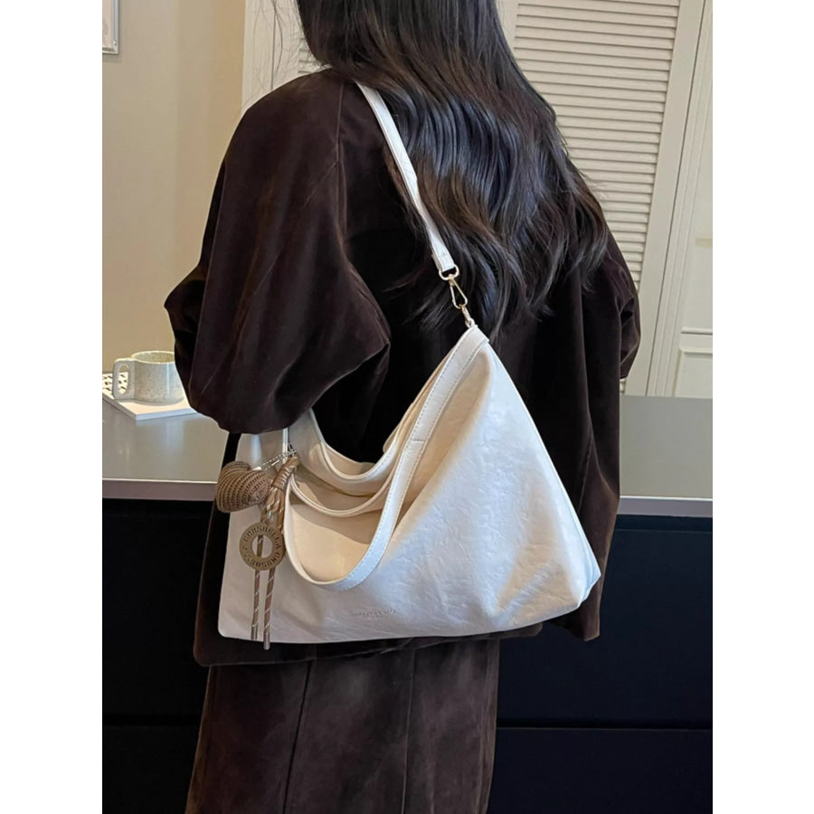 PU Leather Crossbody Bag Off-white / One Size Apparel and Accessories