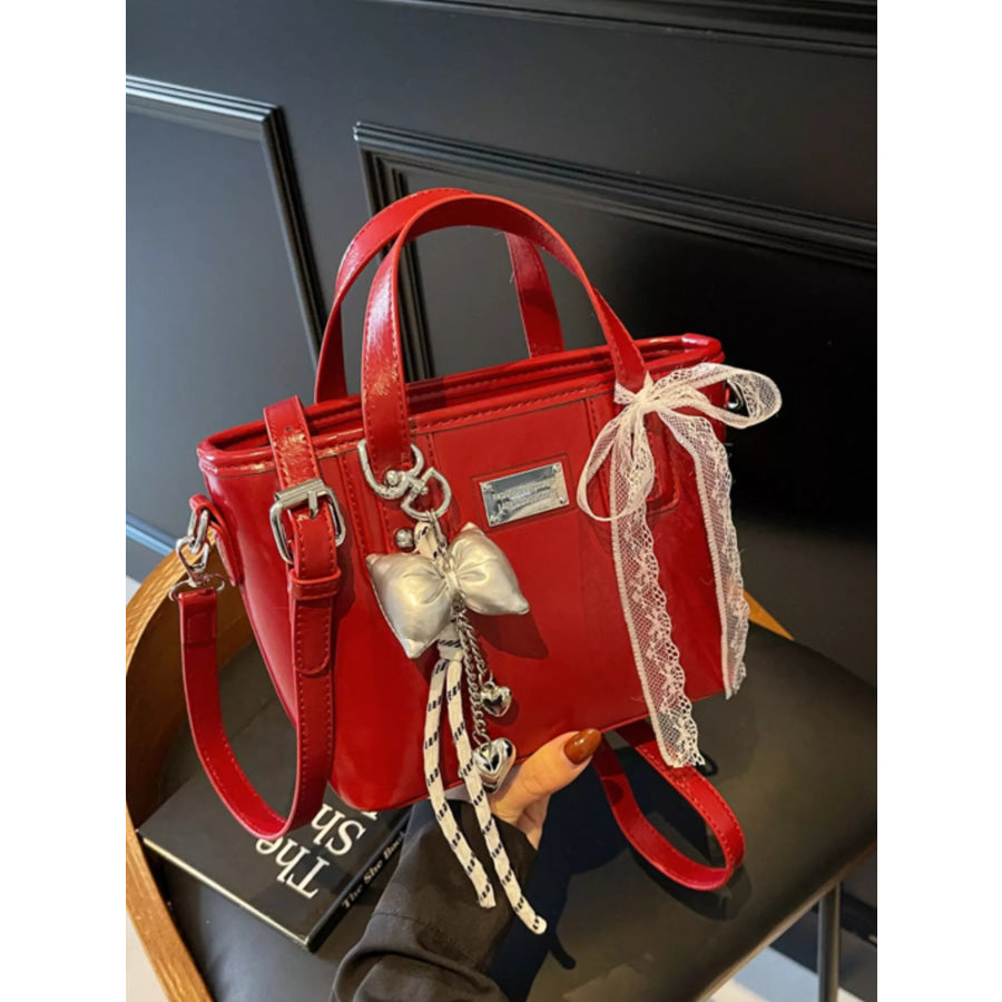 PU Leather Crossbody Bag Red / One Size Apparel and Accessories