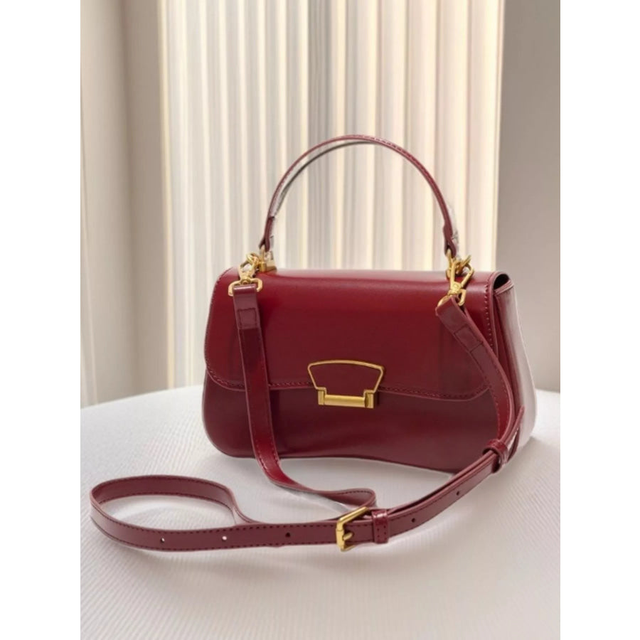 PU Leather Crossbody Bag Red / One Size Apparel and Accessories